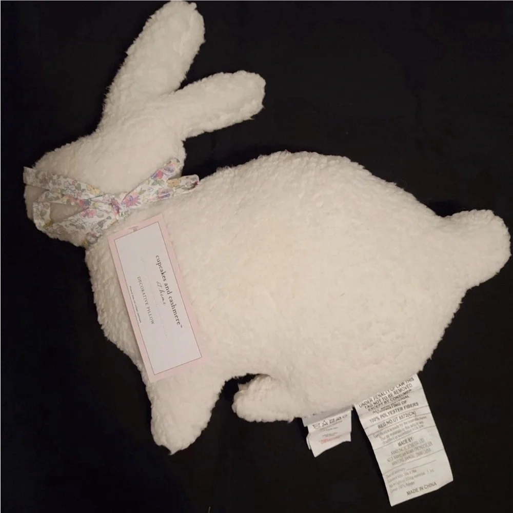 Cupcakes & Cashmere Easter Bunny Pillow Decorative White Sherpa 16x18 Boho